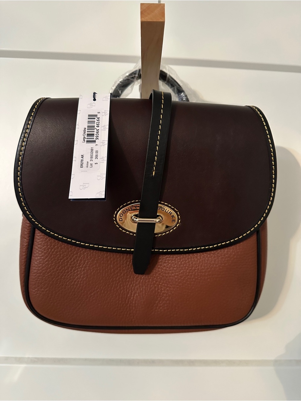 Dooney & Bourke Brown and Tan Two-Tone Leather Crossbody - Picture 7 of 7
